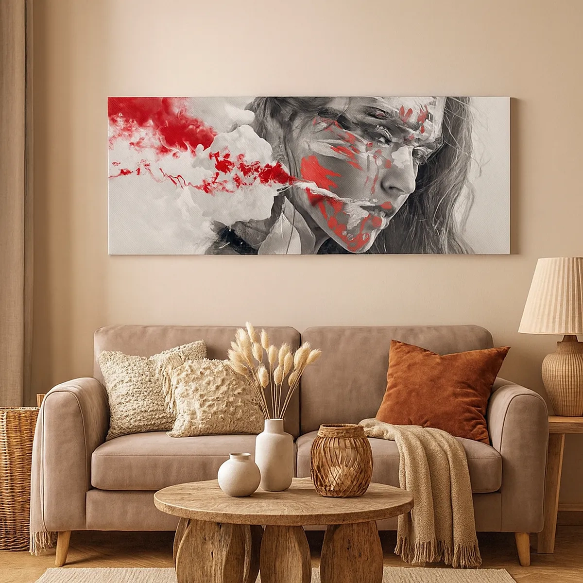 Canvastavla - Bild på duk - Röd-vit absurdhet - 30x30 cm