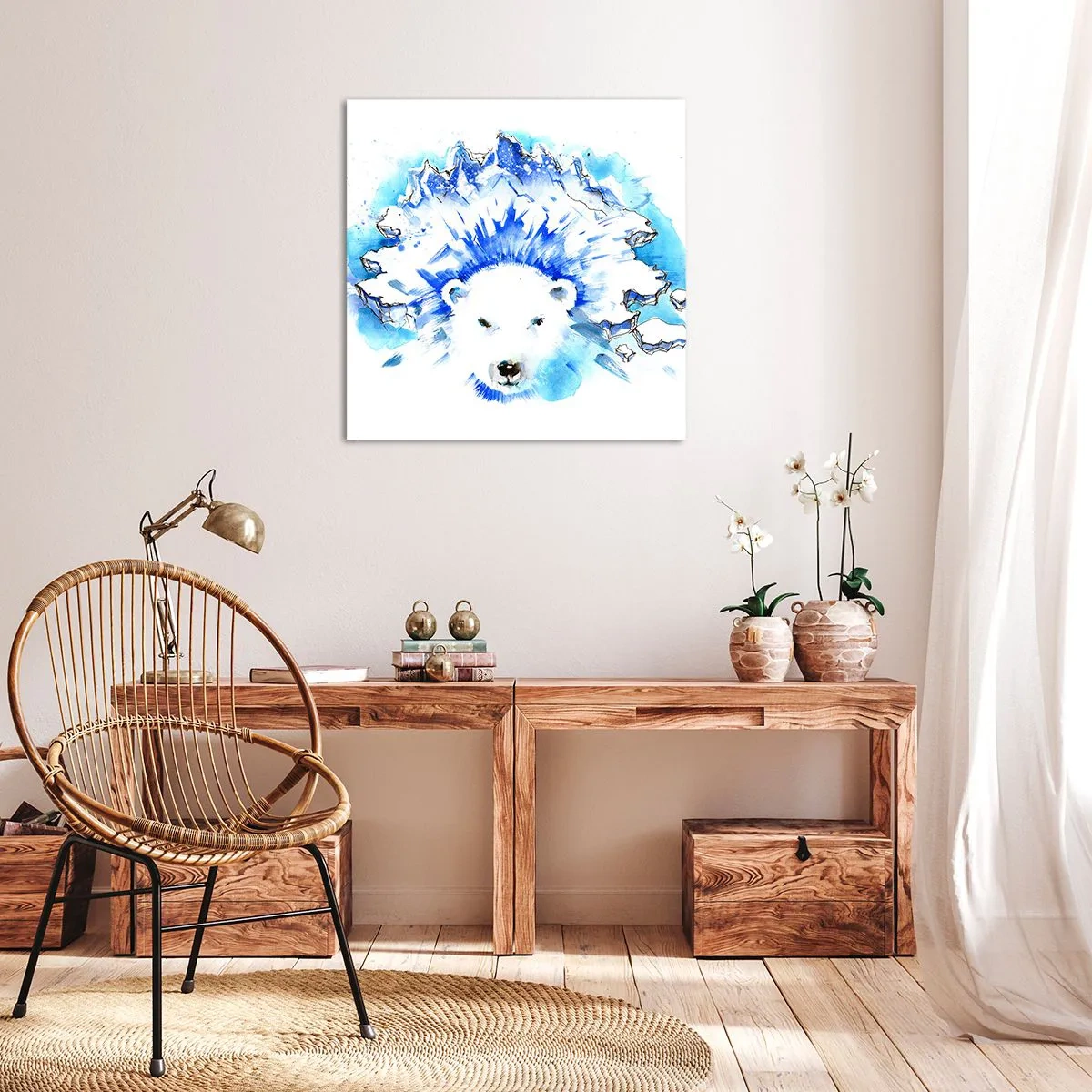 Canvastavla - Bild på duk - Arktis kung i iskrona - 50x50 cm