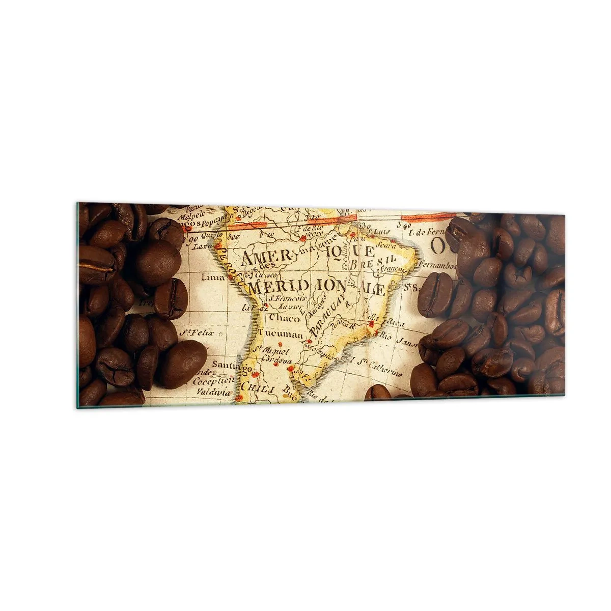 Glastavla - Bild på glas - Varifrån kommer det bästa kaffet? - 140x50 cm