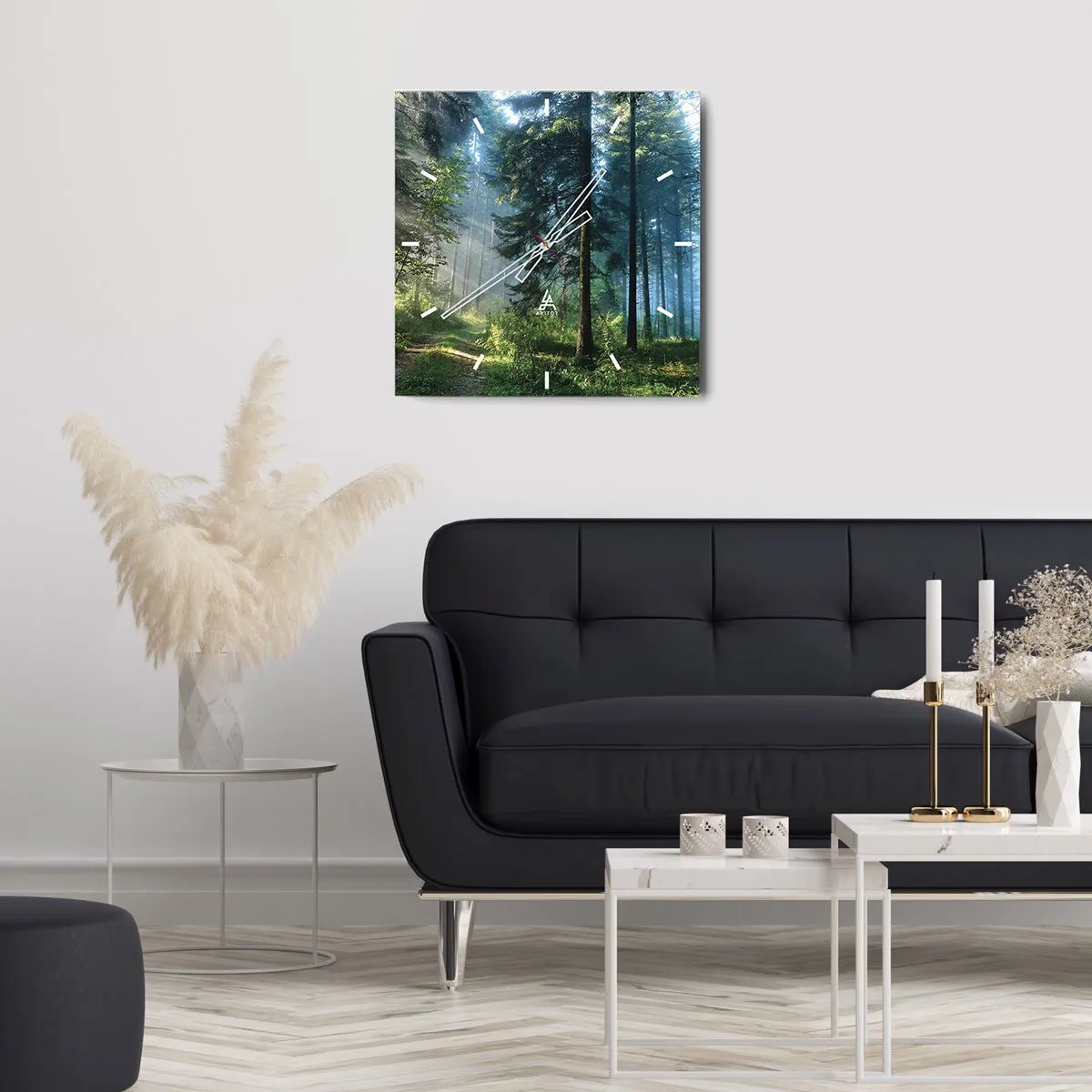 Väggklocka - Klocka på glas - Strålande på morgonen - 30x30 cm