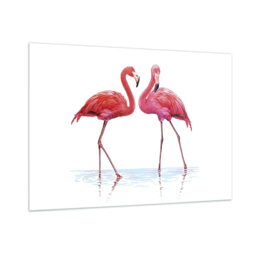 Glastavla - Bild på glas - Rosa rendez-vous - 100x70 cm