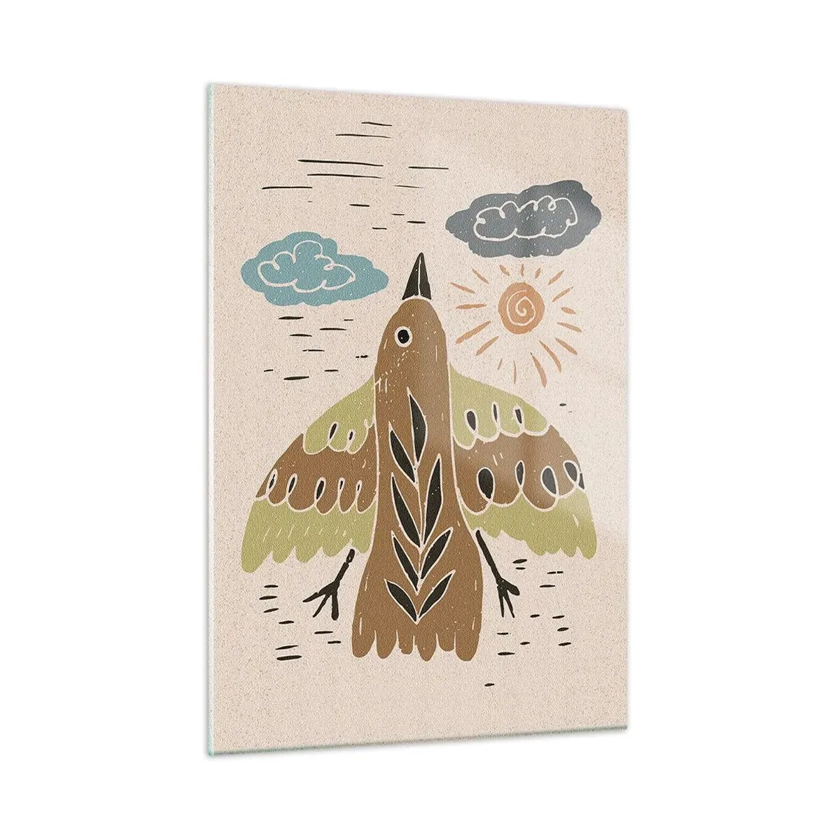 Glastavla - Bild på glas - Glädjefylld flygning - 50x70 cm