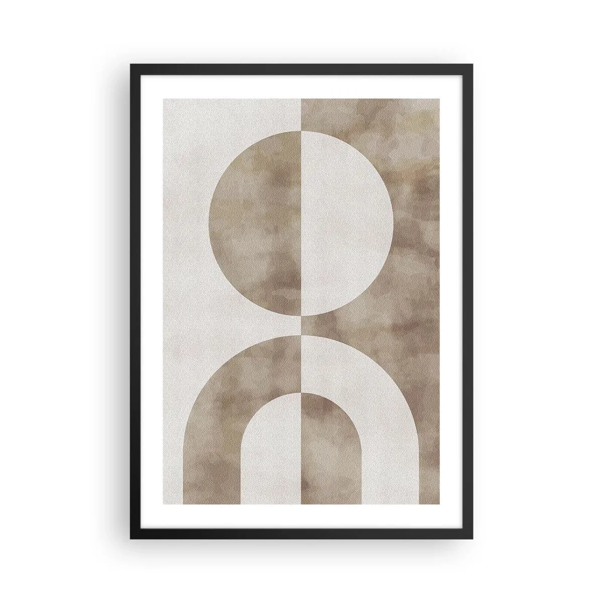 Affisch i svart ram - Geometrisk abstraktion i varma beige nyanser - 50x70cm - Likheter och skillnader - Modern väggdekoration för vardagsrum och sovrum ARTTOR