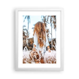 Affisch i vit ram - Född ur gräsdun - 30x40 cm