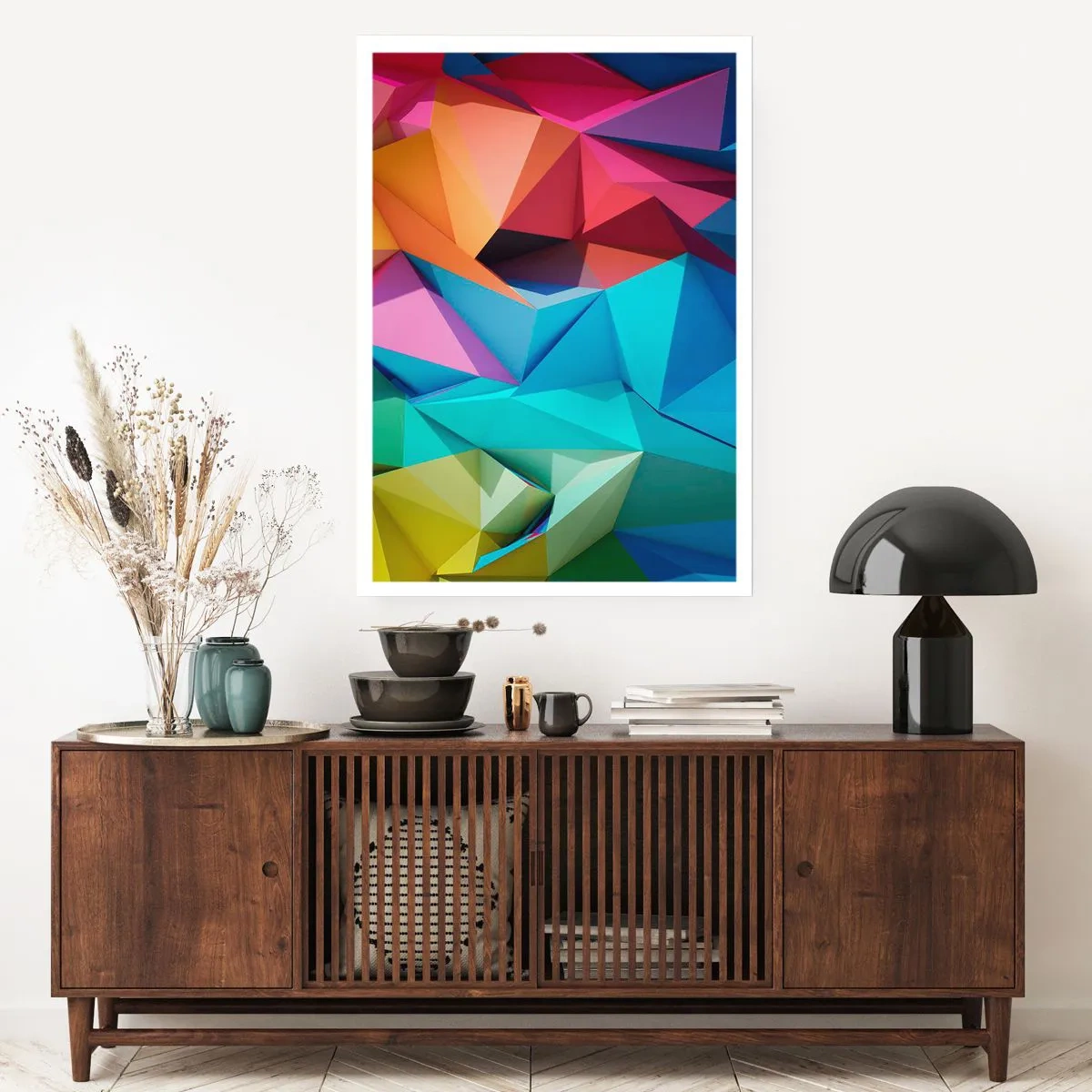 Affisch - Regnbågsorigami - 50x70 cm