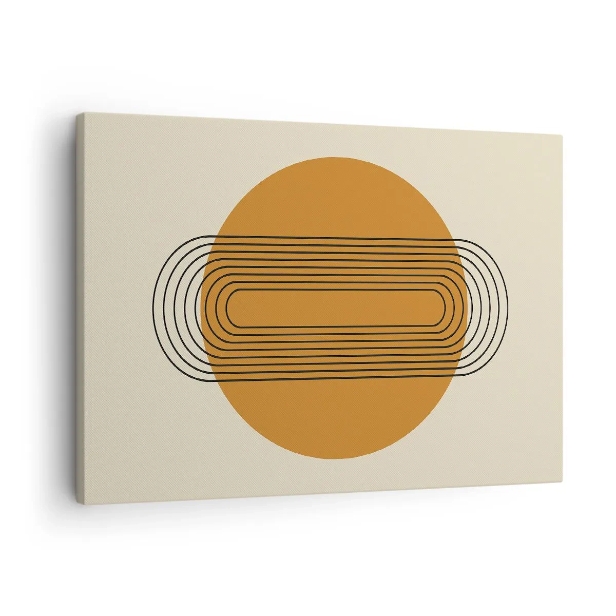 Canvastavla - Bild på duk - Geometriskt mönster med orangea cirklar och linjer - 70x50cm - Perfekt plan - Modern väggdekoration för vardagsrum och sovrum ARTTOR