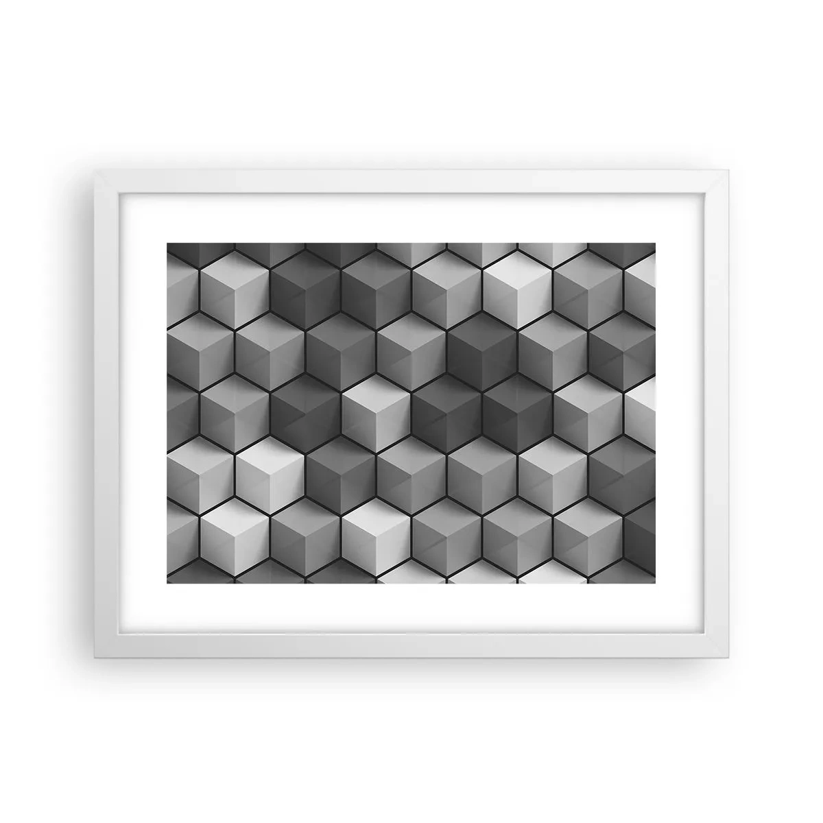 Affisch i vit ram - Kubistiskt pussel - 40x30 cm