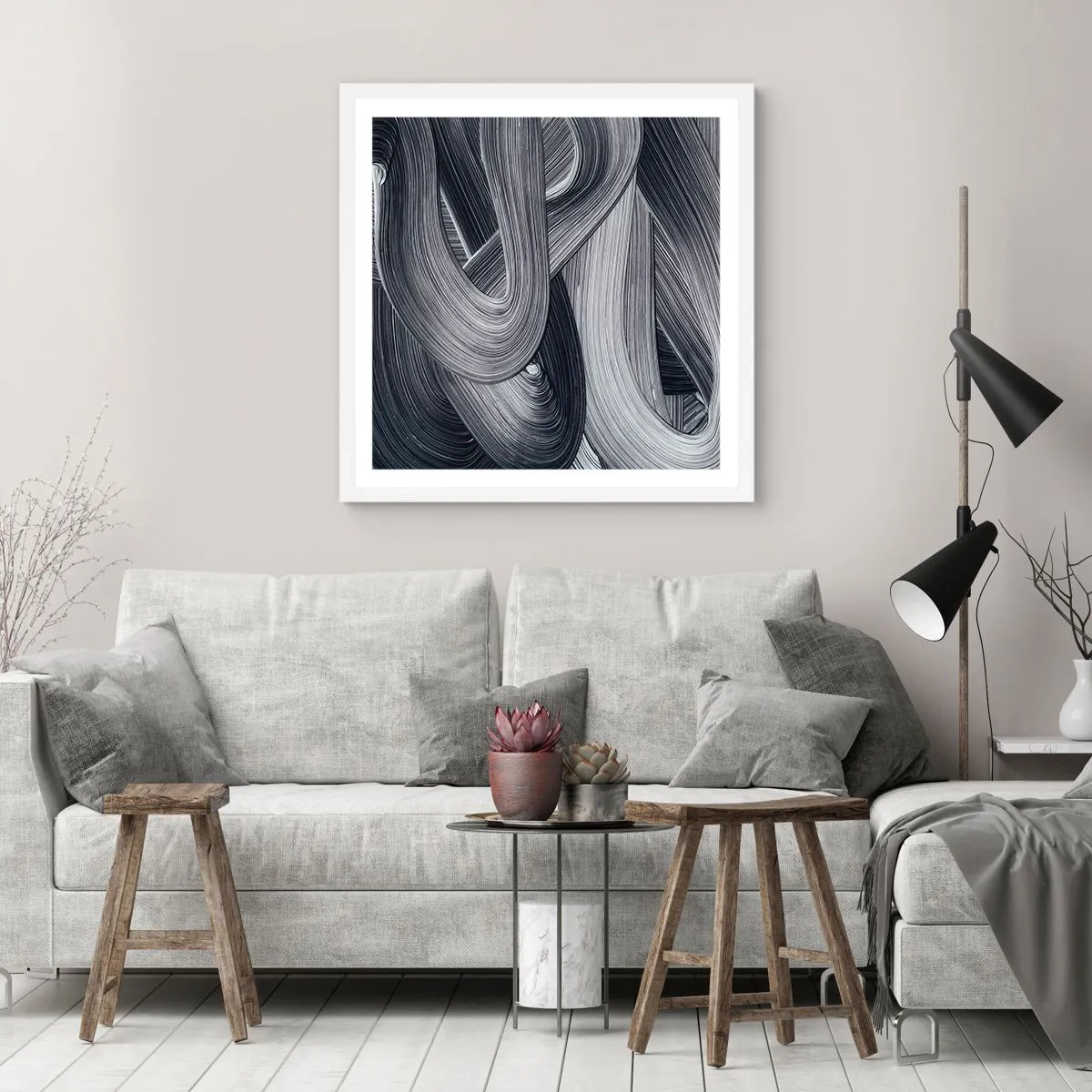 Affisch i vit ram - Verklighetens flythet - 30x30 cm