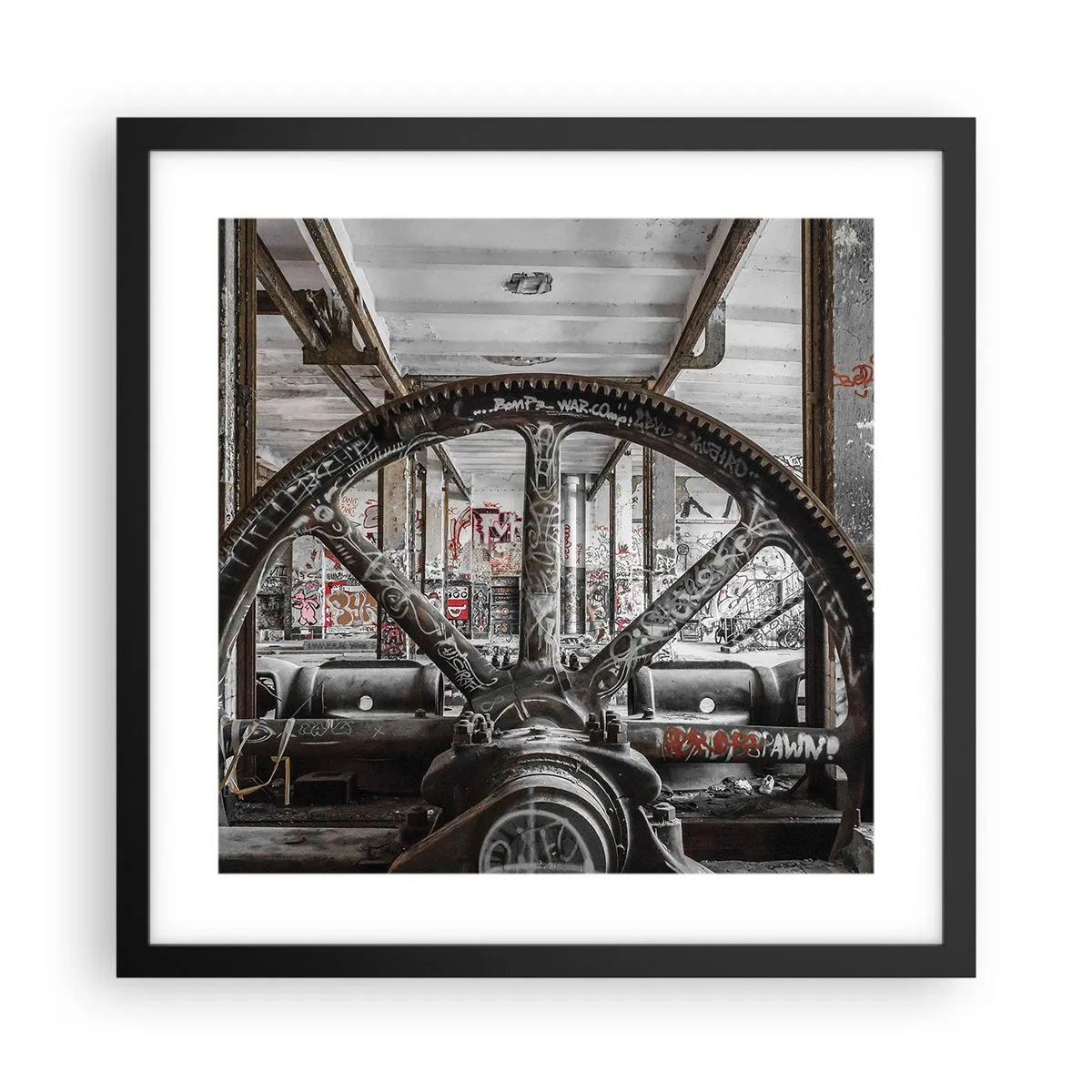 Affisch i svart ram - Fabrikens hemliga liv - 40x40 cm