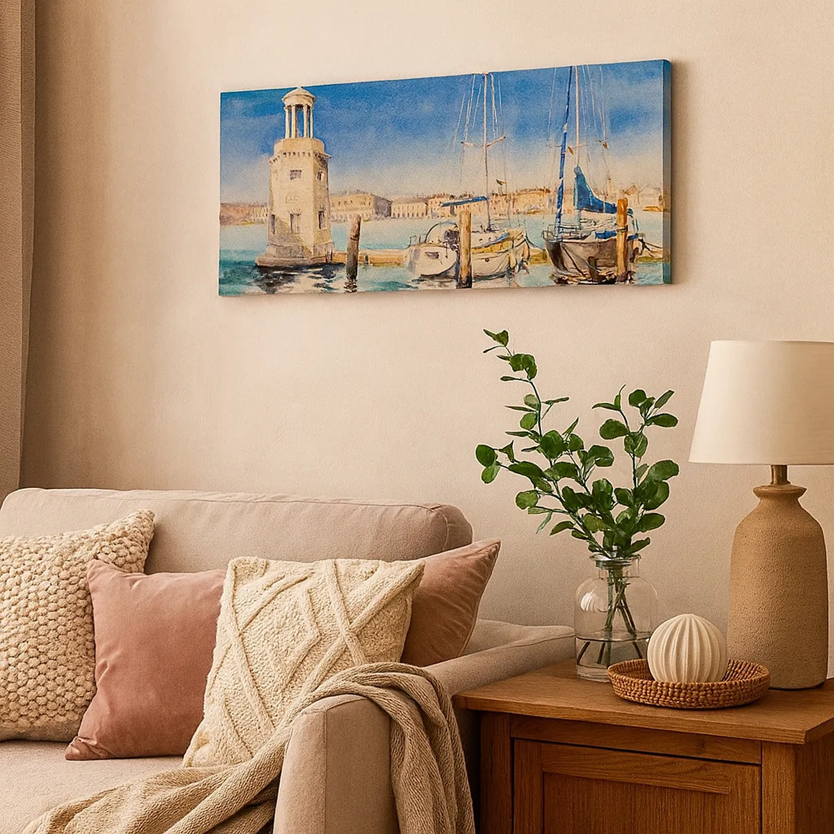 Canvastavla - Bild på duk - Solig lagun - 30x30 cm