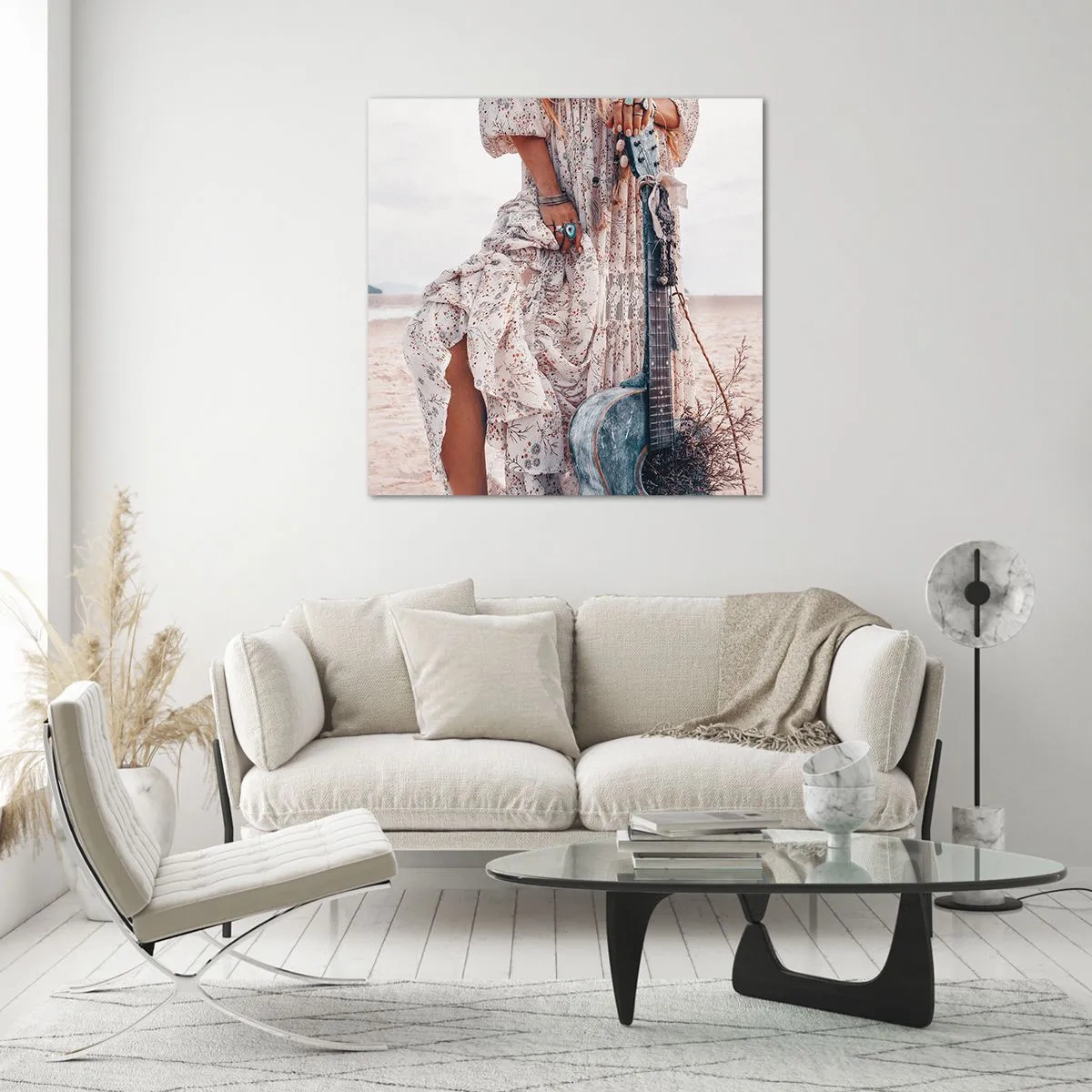 Glastavla - Bild på glas - Flower power på väg - 70x70 cm