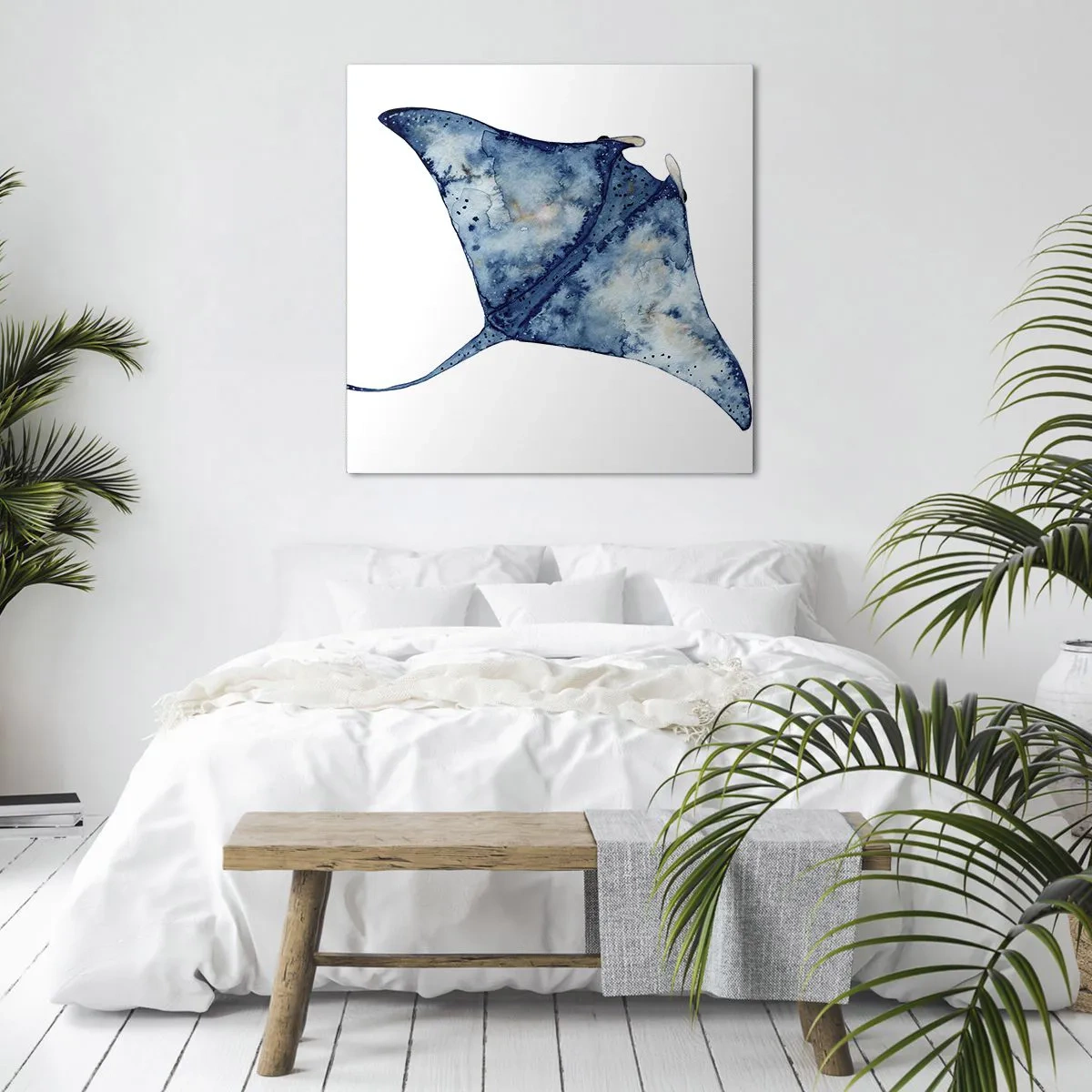 Canvastavla - Bild på duk - Liv i blått - 70x70 cm