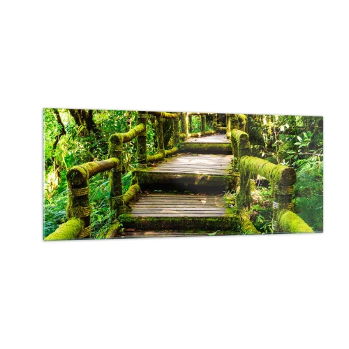 Glastavla - Bild på glas - Grön korridor - 100x40 cm