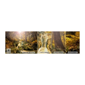 Provbit av fototapet Premium Sand - Skogkaskad i grönt - Landskap, Vattenfall, Skog - 100x30 cm