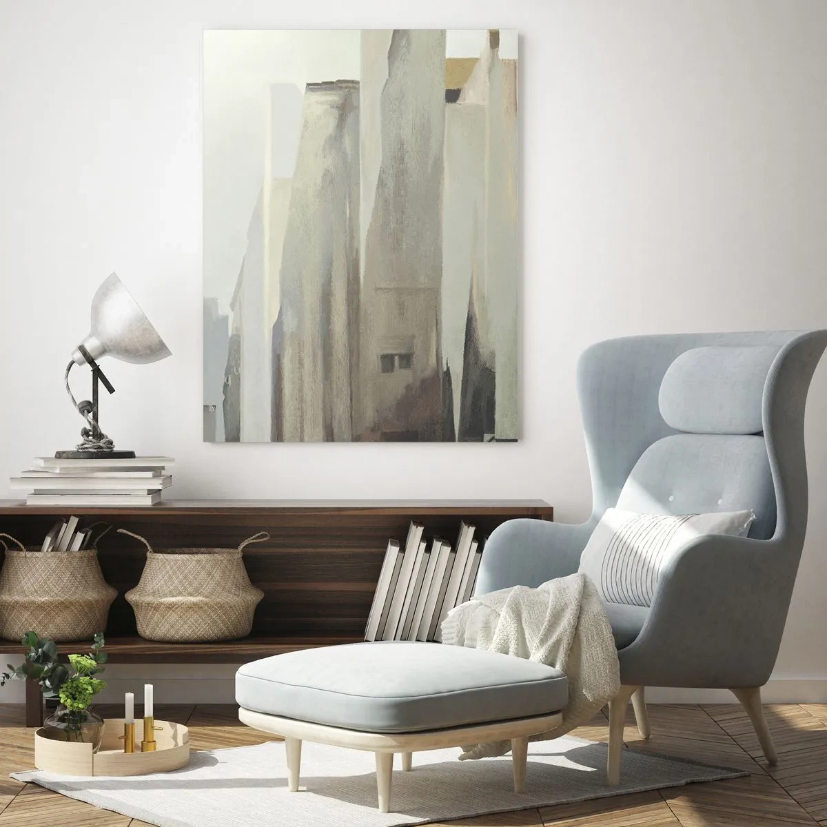 Glastavla - Bild på glas - En dröm om staden - 70x100 cm