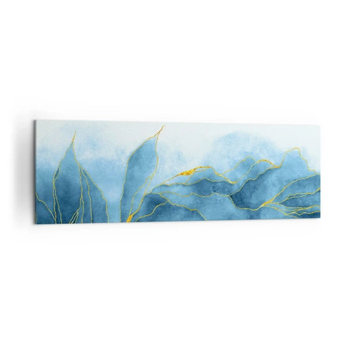 Canvastavla - Bild på duk - Blått i guld - 160x50 cm