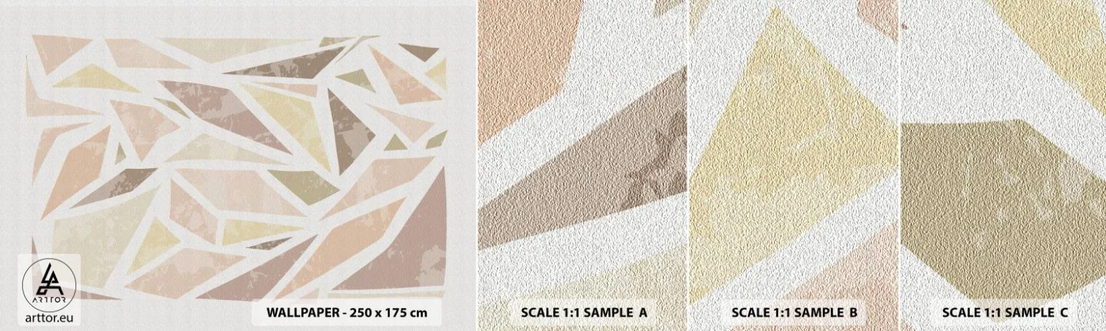 Provbit av självhäftande fototapet Deluxe Sticker - Komposition av färgat glas - Minimalism, Pastell, Boho - 100x30 cm