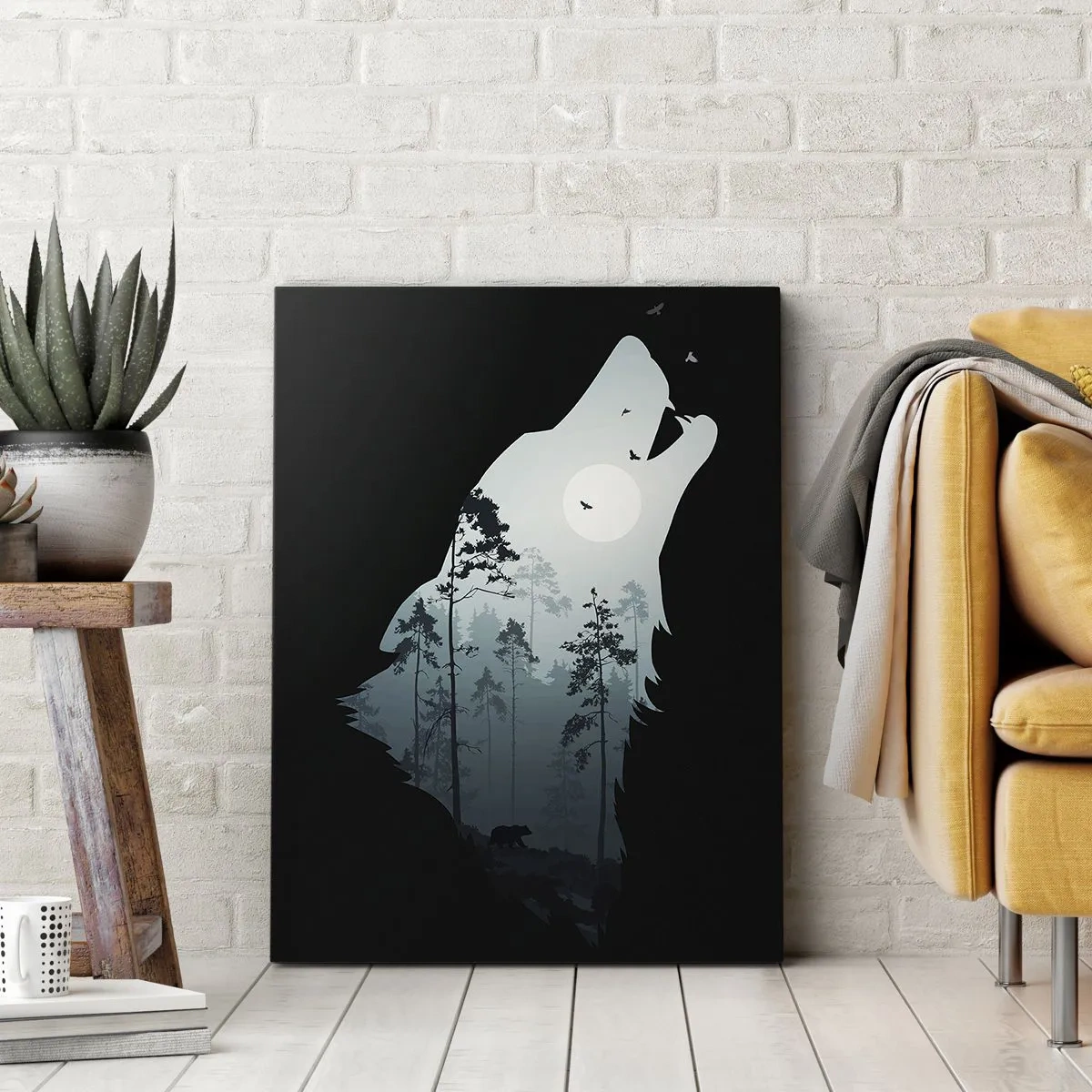 Canvastavla - Bild på duk - Skogsnattens röst - 55x100 cm