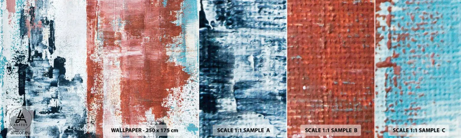 Provbit av självhäftande fototapet Deluxe Sticker - Abstrakt halvt om halvt - Abstraktion, Bit, Målning - 100x30 cm