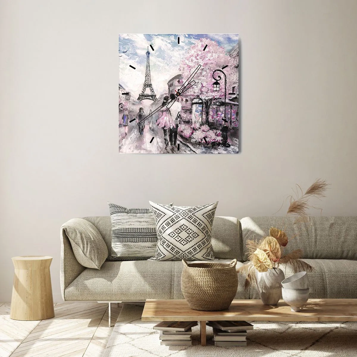 Väggklocka - Klocka på glas - Bli kär bara i... - 40x40 cm