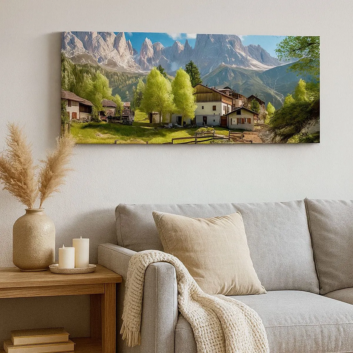 Canvastavla - Bild på duk - Alpin idyll - 100x40 cm