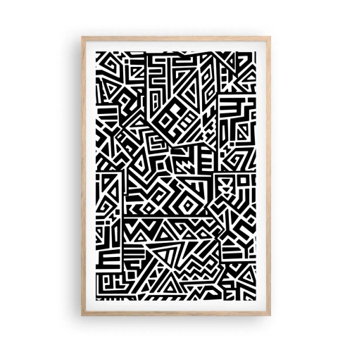 Affisch i ram av ljusek - Prekolumbisk komposition - 61x91 cm