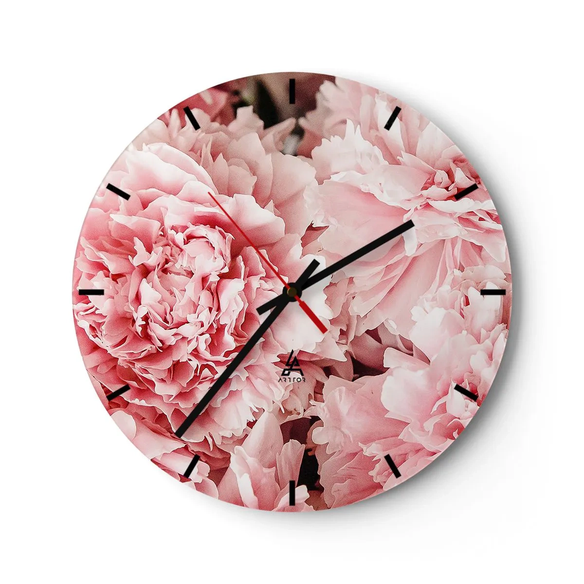 Väggklocka - Klocka på glas - Rosa dröm - 40x40 cm