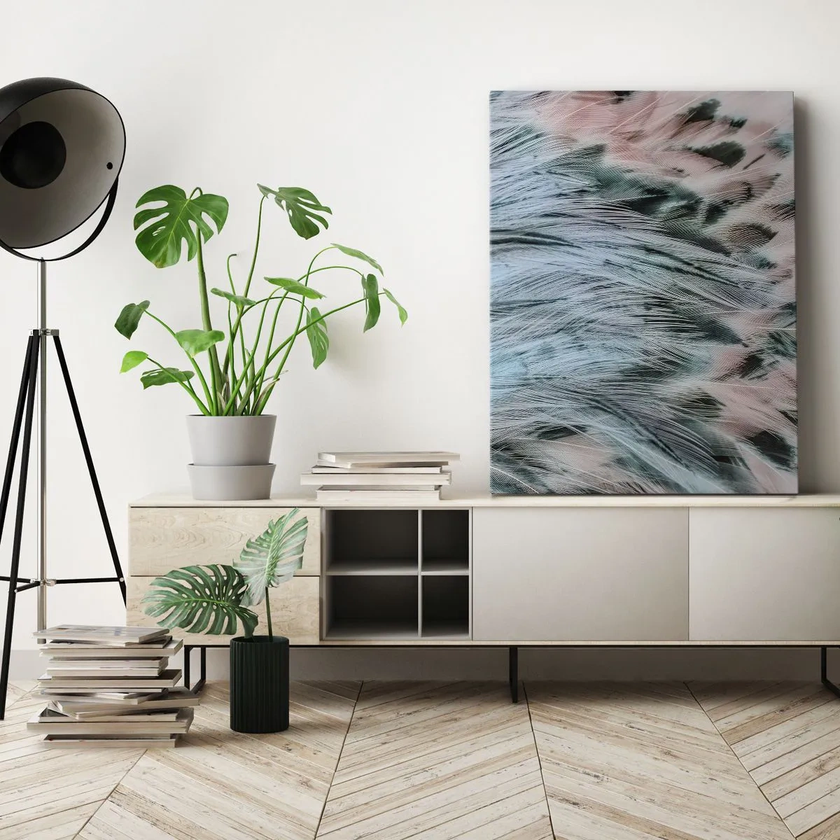 Canvastavla - Bild på duk - Safir-rosa dun - 45x80 cm