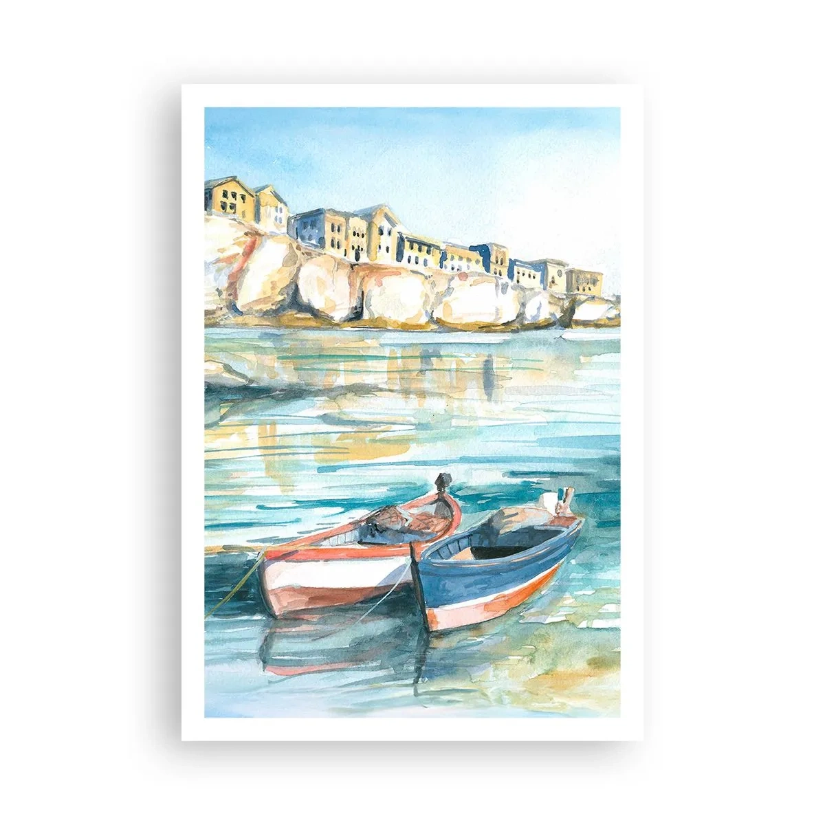 Affisch - Landskap i azurblått - 70x100 cm