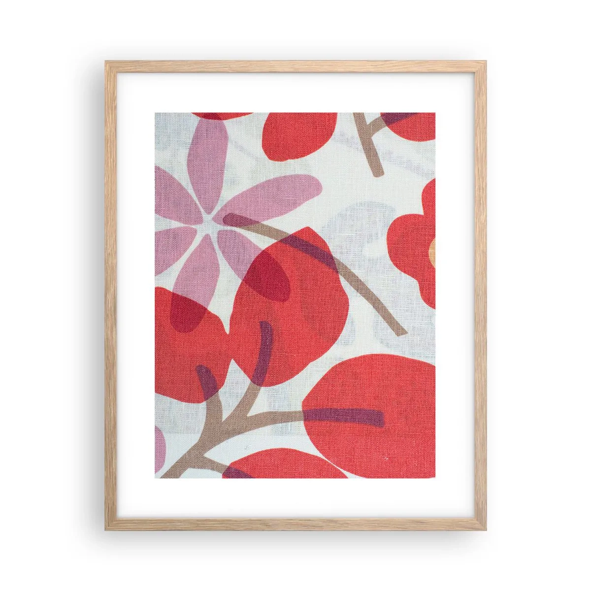Affisch i ram av ljusek - Blomsterkomposition i rosa - 40x50 cm