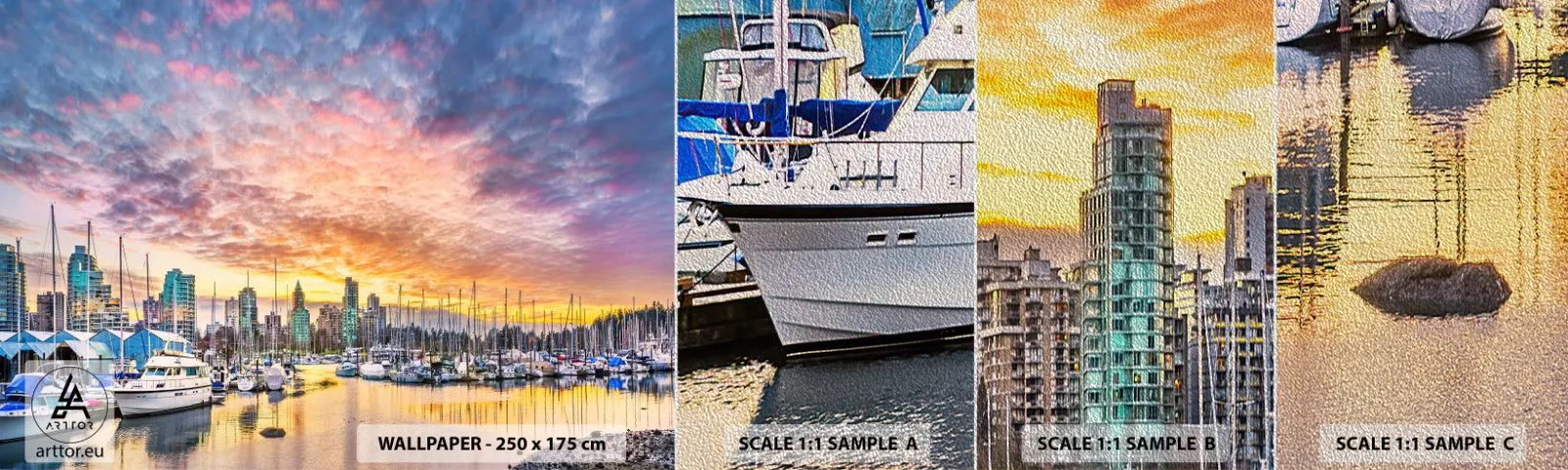 Provbit av fototapet Premium Sand - Tusen seglares stad - Landskap, Stad, hamn - 100x30 cm