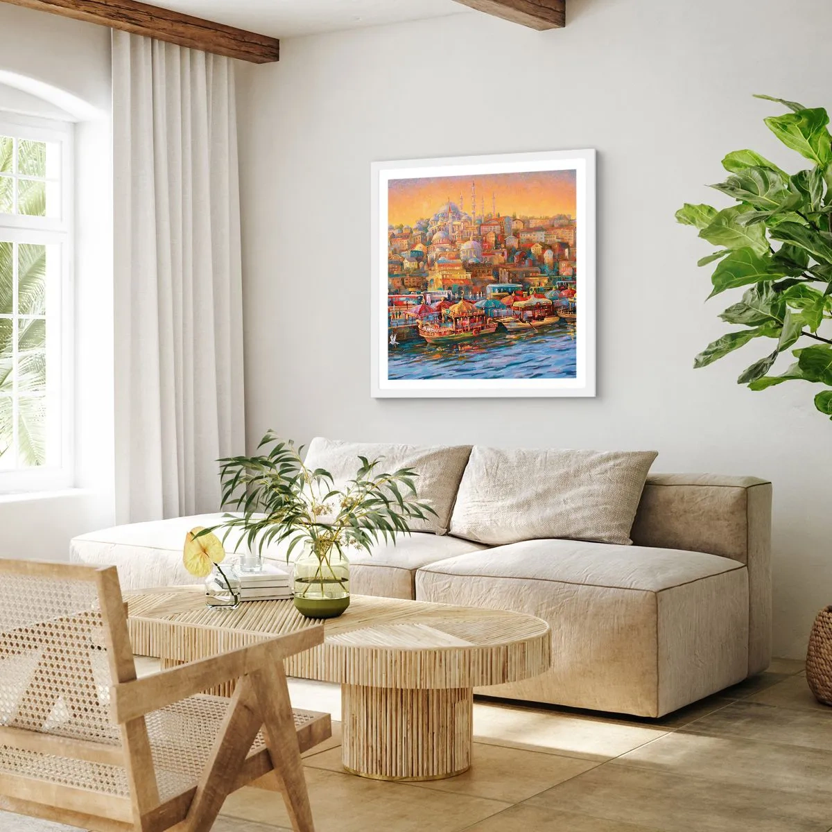 Affisch i vit ram - Istanbul-berättelse - 60x60 cm