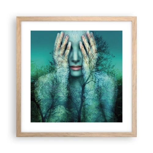 Affisch i ram av ljusek - Doppad i blått - 40x40 cm