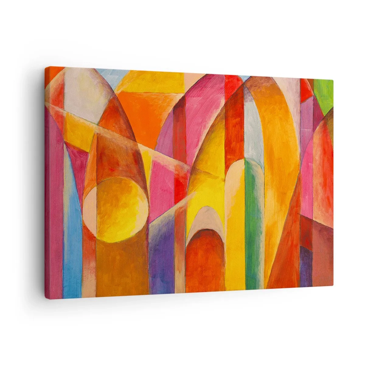 Canvastavla - Bild på duk - En abstrakt komposition full av färgglada geometriska former. - 70x50cm - Solens domkyrka - Modern väggdekoration för vardagsrum och sovrum ARTTOR