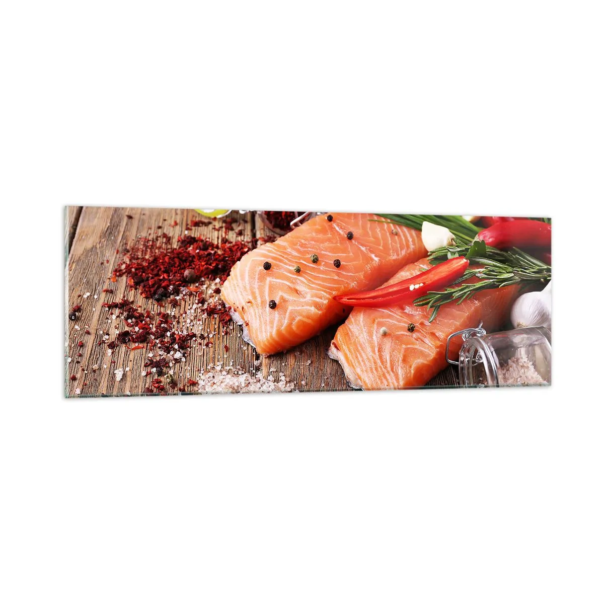 Glastavla - Bild på glas - Norskt äventyr i köket - 90x30 cm