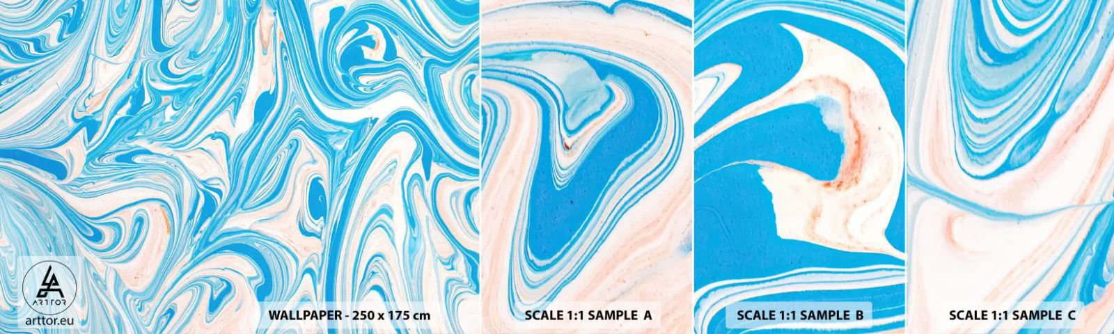 Fototapet Prov Standard Eco - Utspilld turkos - Abstraktion, Bit, Modernt mönster - 100x30 cm