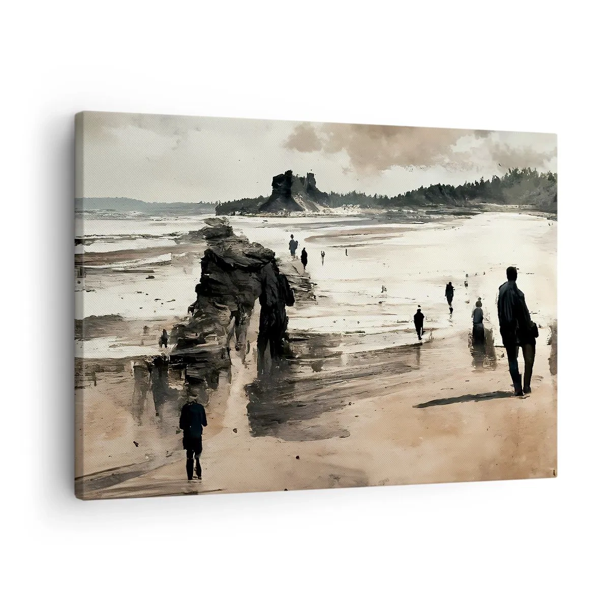 Canvastavla - Bild på duk - Strandpromenader i ett fridfullt landskap - 70x50cm - Framkallade - Modern väggdekoration för vardagsrum och sovrum ARTTOR