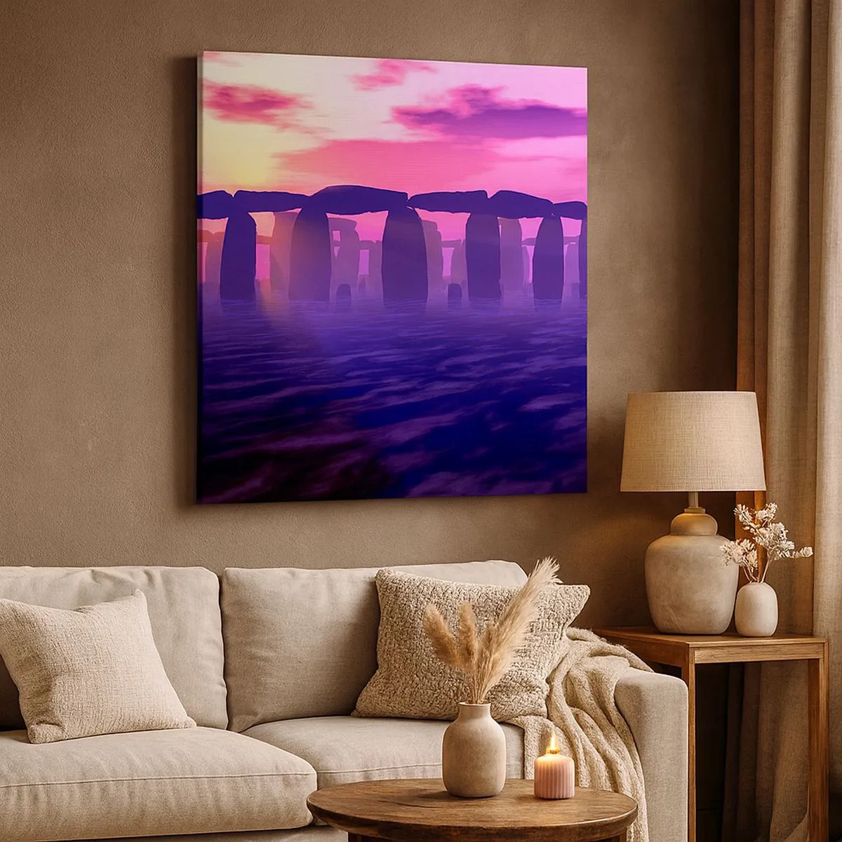 Canvastavla - Bild på duk - Gryningens hemlighet i dimma - 30x30 cm