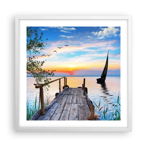 Affisch i vit ram - God kväll - 50x50 cm