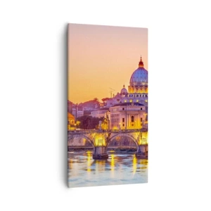 Canvastavla - Bild på duk - Solnedgången över Den eviga staden - 55x100 cm