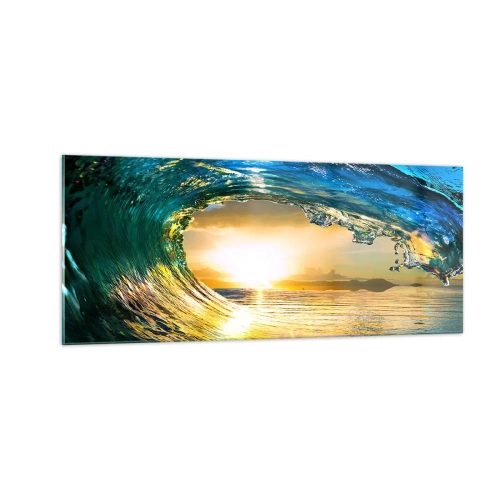 Glastavla - Bild på glas - I smaragd-guld kristall - 100x40 cm