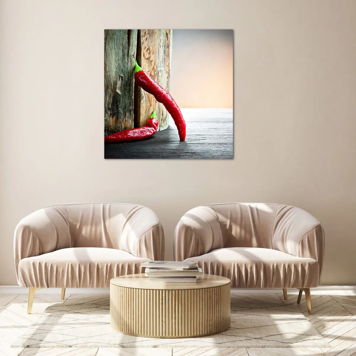 Glastavla - Bild på glas - Red hot chili peppers - 70x70 cm