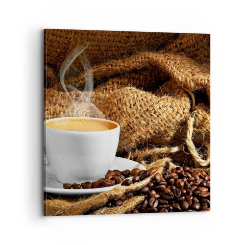 Canvastavla - Bild på duk - Mokkadoft och honungtjock dryck - 70x70 cm