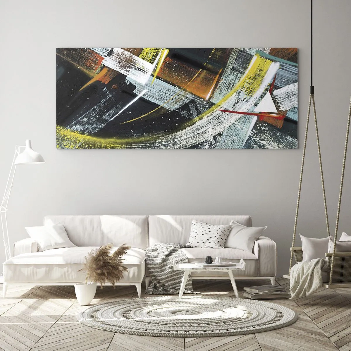 Glastavla - Bild på glas - Rörelsens energi - 100x40 cm