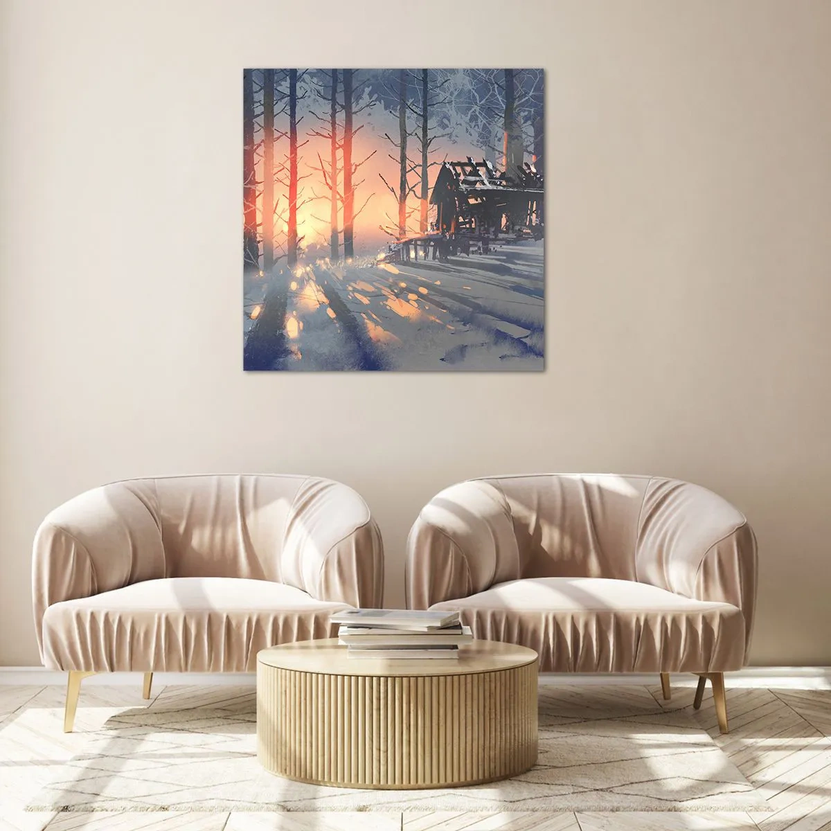 Glastavla - Bild på glas - det är bara solen som tittar in här - 50x50 cm
