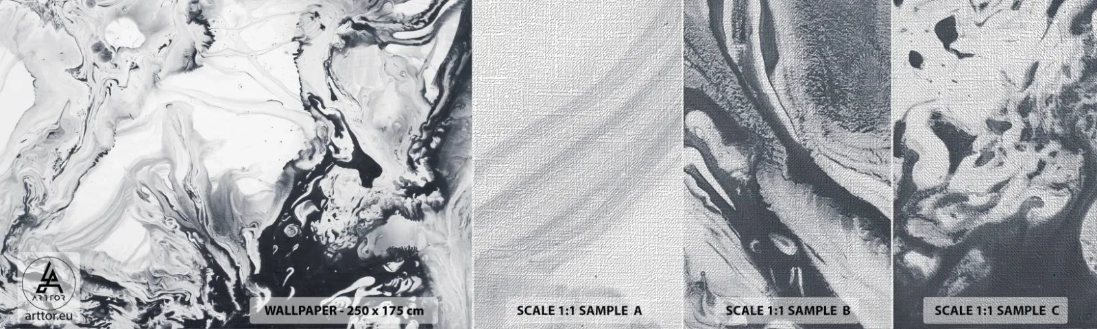 Provbit av fototapet Premium Canvas - Jordens inre - Abstraktion, Bit, Svartvitt - 100x30 cm