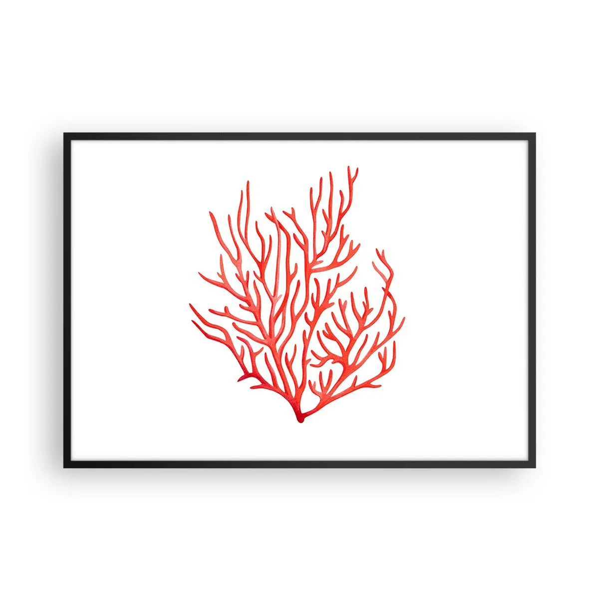 Affisch i svart ram - Filigran av korall - 100x70 cm