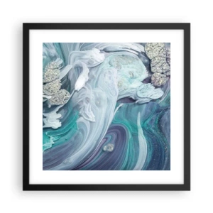 Affisch i svart ram - Blåhetens strömmar - 40x40 cm