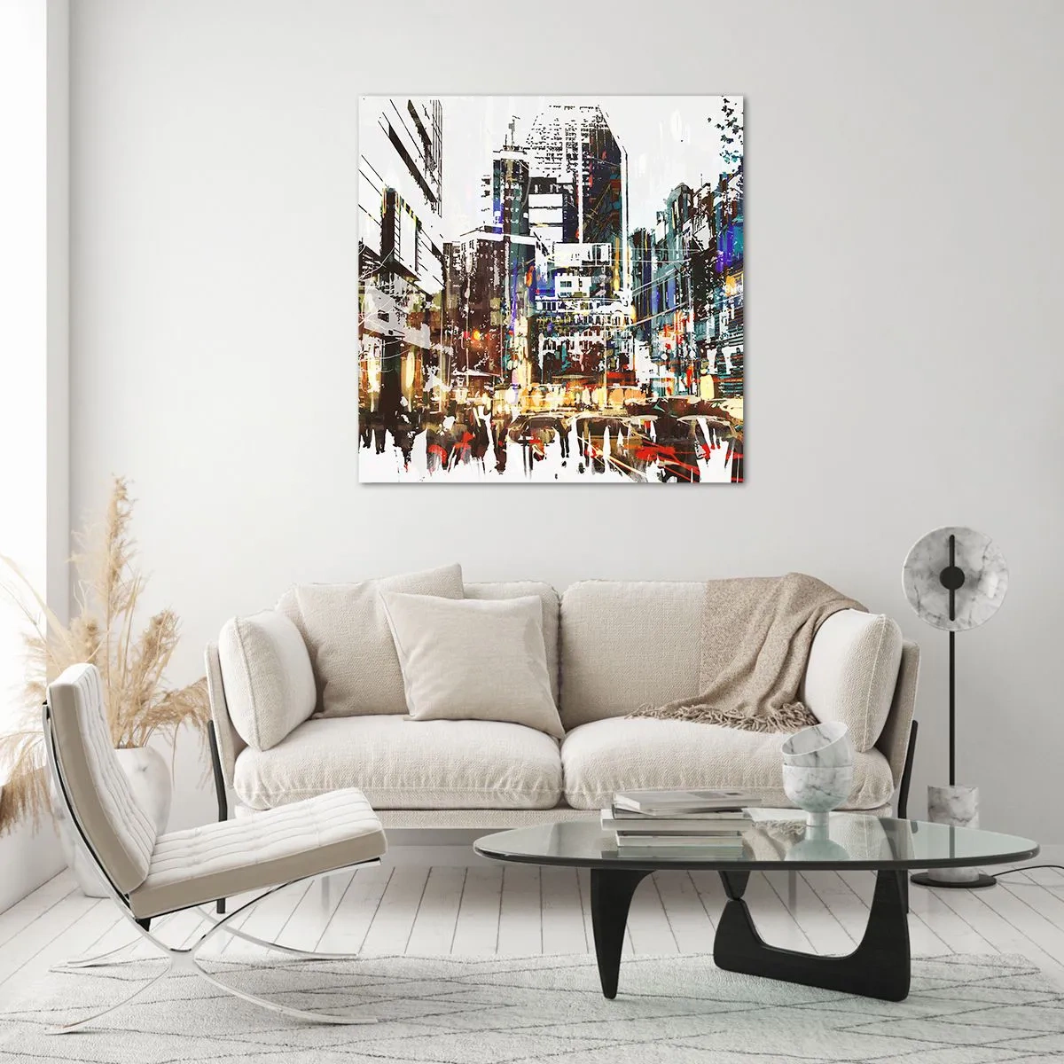 Glastavla - Bild på glas - Blinkande stad - 30x30 cm