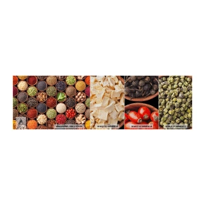 Provbit av fototapet Premium Sand - Världens alla smaker - Gastronomi, Kryddor, Torkade örter - 100x30 cm